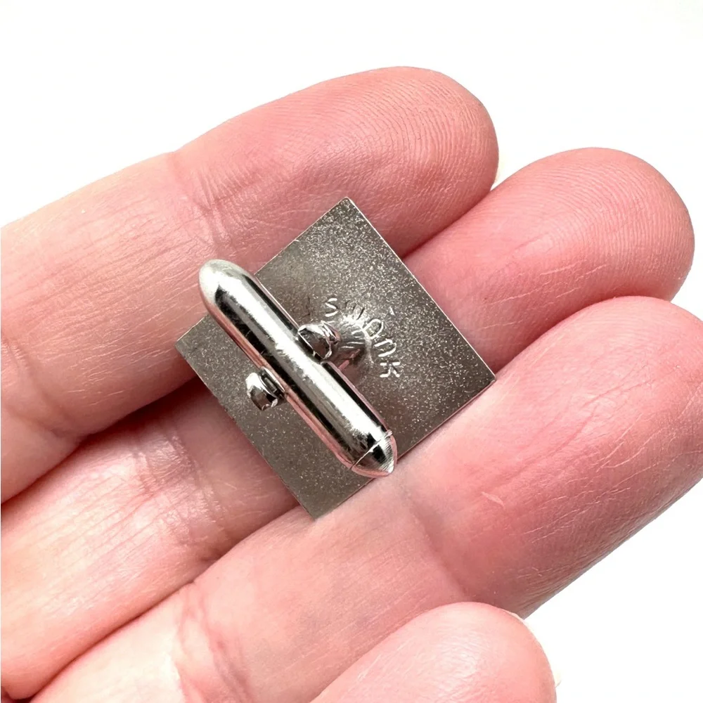 Vintage SWANK Silver-Tone Square Cufflinks with Geometric Detail